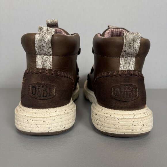 Hey Dudes Reyes Boots Women 10 Cocoa Brown Leather Slip On Pull Tab Ankle Bootie - Picture 4 of 10